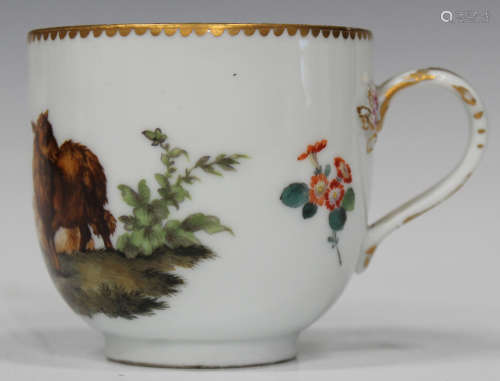 A Meissen porcelain Academic or 'Dot' period cabinet coffee cup, circa 1770, painted with a