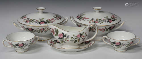 A Wedgwood bone china 'Hathaway Rose' pattern part service, including two tureens and covers,