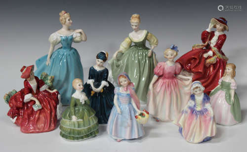 Ten Royal Doulton figures, comprising 'Belle', HN2340, 'Fair Lady', HN2193, 'Penny', HN2338, '