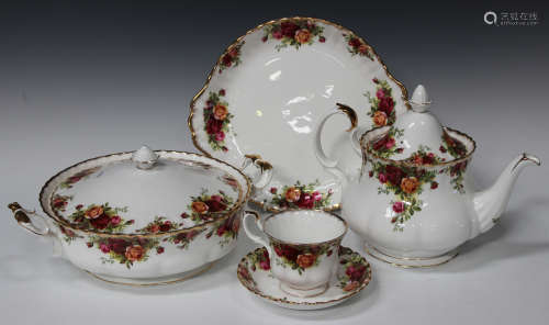 A Royal Albert 'Old Country Roses' pattern part service, including two tureens and covers, a large