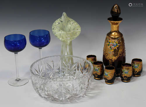 An assorted group of decorative and table glassware, 19th and 20th century, including a pair of