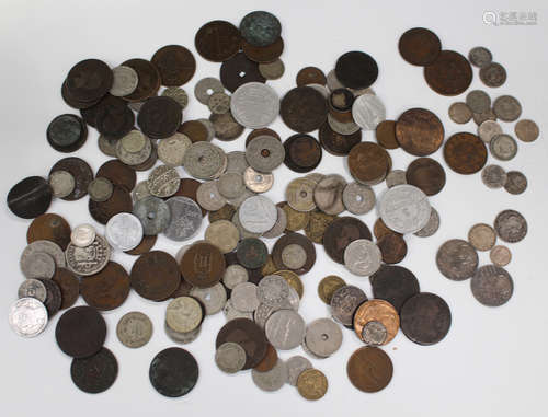 A collection of mainly 19th and 20th century British and world coins, including Hong Kong, Japan,