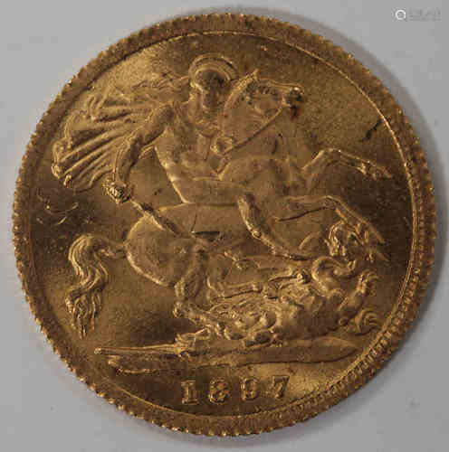 A Victoria half-sovereign 1897.Buyer’s Premium 29.4% (including VAT @ 20%) of the hammer price. Lots