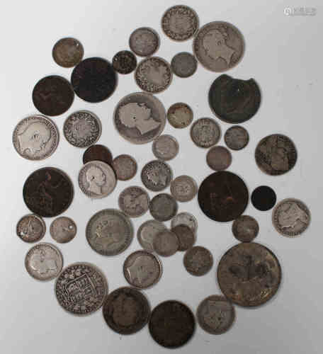 A group of British silver, silver nickel and copper coins, including a Victoria shilling 1873, die