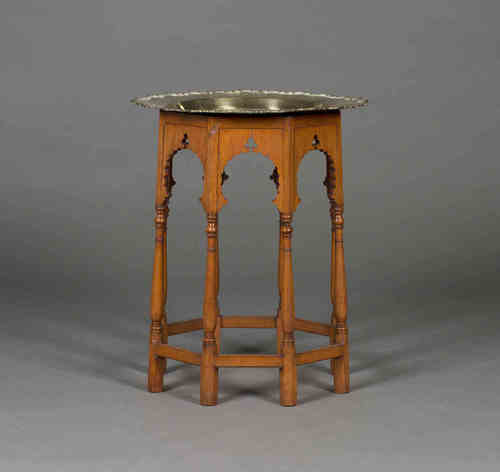 A late 19th/early 20th century Arts and Crafts Moorish style walnut octagonal occasional table,