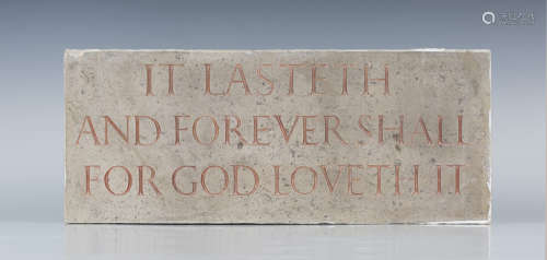 Eric Gill A.R.A. - a Hopton Wood stone rectangular devotional panel, carved in the Ditchling
