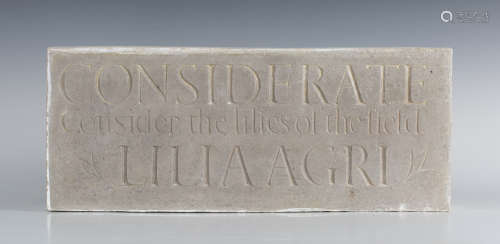 Eric Gill A.R.A. - a Hopton Wood stone rectangular devotional panel, carved in the Ditchling