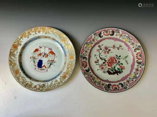 TWO OF CHINESE EXPORT FAMILLE-ROSE PLATES. 18C