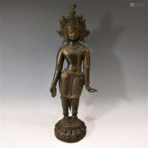 CHINESE TIBETAN ANTIQUE BRONZE BODHISATTVA - 16TH