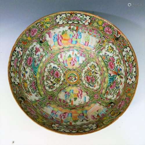 CHINESE ANTIQUE ROSE MEDALLION BOWL - 19TH CENTURY