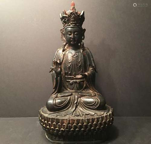 ANTIQUE Chinese Large Bronze Buddha Guanyin, early Qing