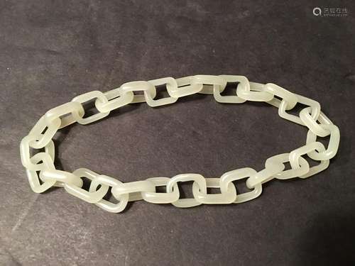 OLD Chinese White Jade Chain Bracelet