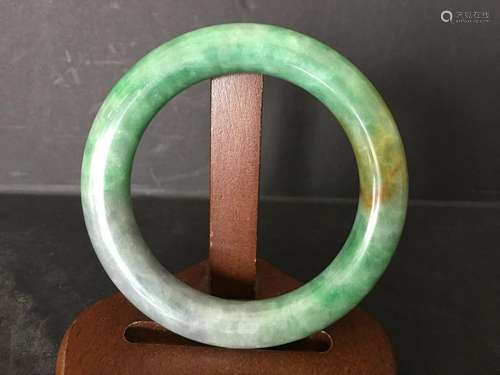 OLD Chinese Feicui (Green Jade) Bangle, 3 1/4