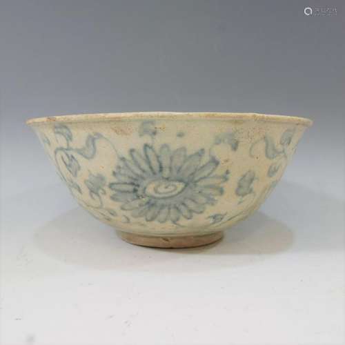 CHINESE ANTIQUE BLUE WHITE BOWL - MING DYNASTY