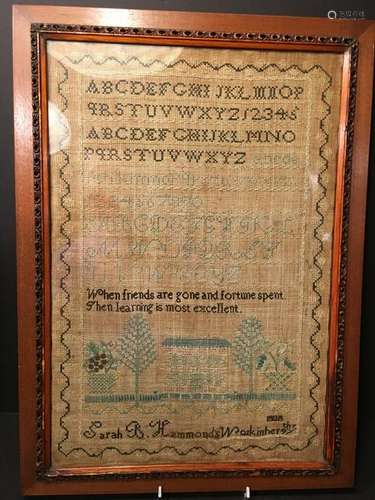 ANTIQUE large needlework sampler with all provinances