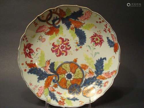 ANTIQUE Chinese Tabaco leaf Plate with flowers, 18th