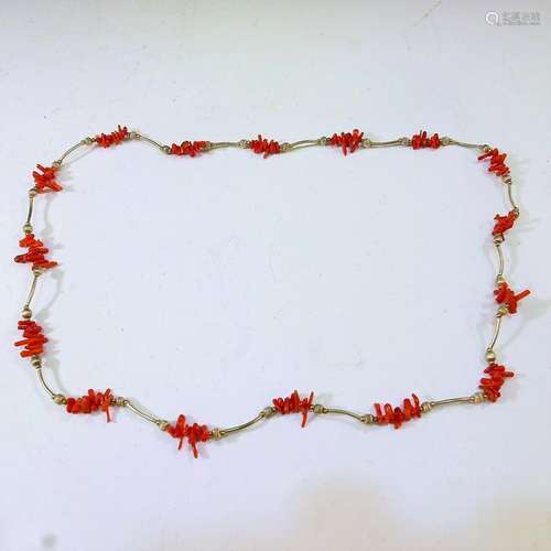 RED CORAL AND SILVER NECKLACE