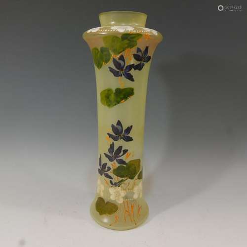 ANTIQUE CONTINENTAL PAINTED GLASS VASE