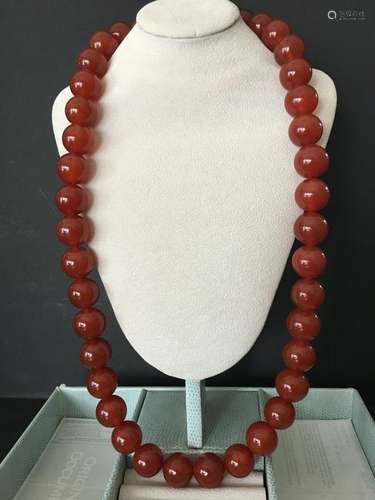 OLD Chinese Large Beads Dark Red Agate Neckalce, 30