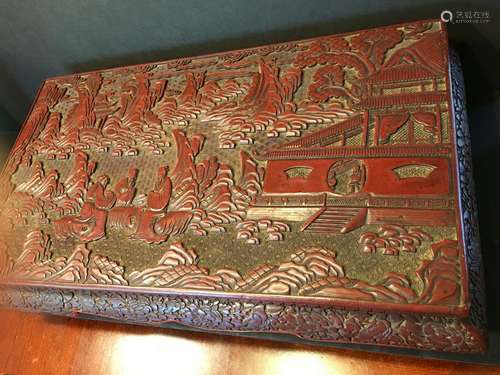 ANTIQUE rare cinnabar wood low table, Qing period. 21