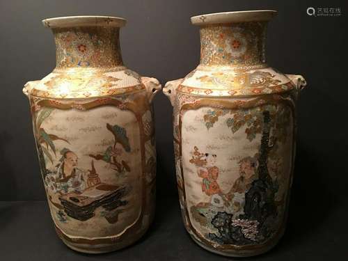 ANTIQUE Japanese Satsuma Vases, Meiji period. 14