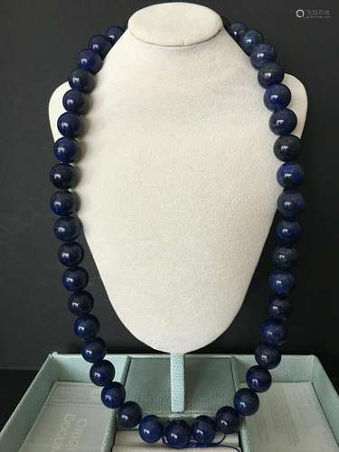 OLD Chinese Lapis Bead (each bead 20mm) Necklace, 30