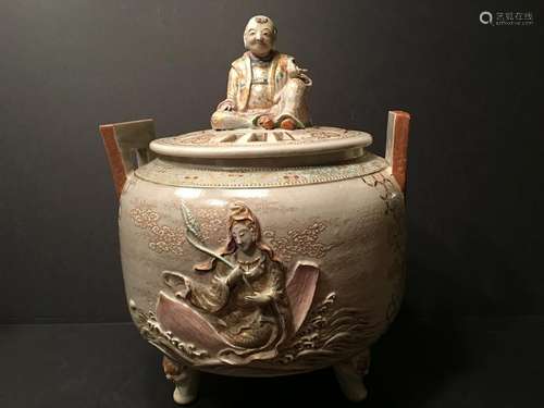 ANTIQUE Japanese Satsuma Censer, Meiji period. 13