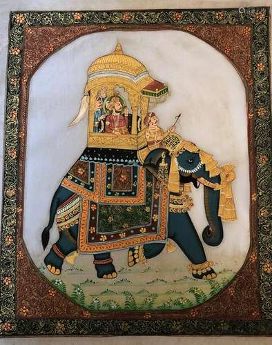 ANTIQUE INDIA PAINTING ON SILK, 19C