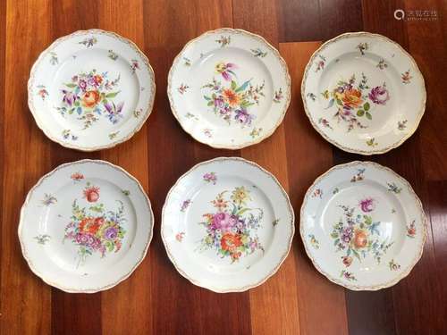 SIX OF BEAUTIFUL MESON HANDPAINTED FOLWER ON PORCELAIN