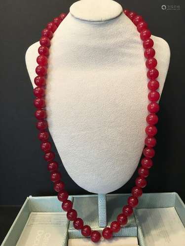 FINe Chinese Red Agagte Necklace, 30