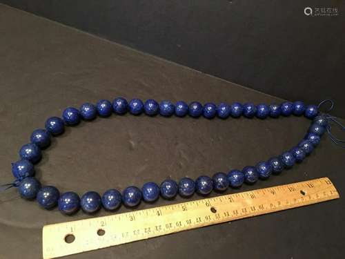 OLD Fine Chinese Large Beads Lapis Necklace, 32