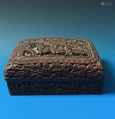 A BEAUTIFUL CHINESE ANTIQUE LACQUER BOX SEAL MARK OF