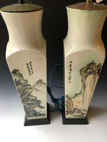 A PAIR OF CHINESE  LANDSCAPE VASES