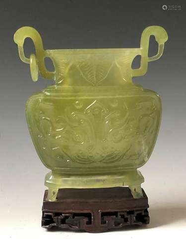 OLD GREEN JADE VASE