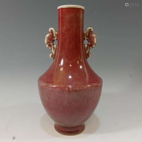 CHINESE PEACH BLOOM VASE - QIANLONG MARK