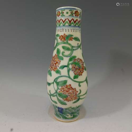 CHINESE DOUCAI VASE - YONGZHENG MARK