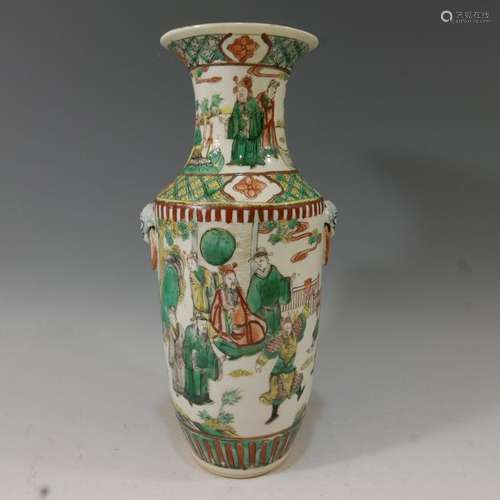 CHINESE FAMILLE VERTE VASE - KANGXI MARK