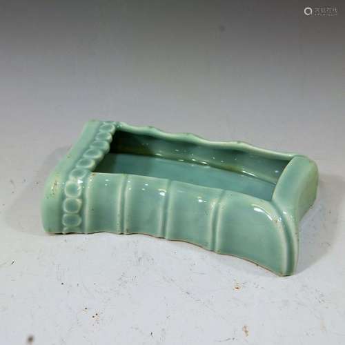 CHINESE CELADON BAMBOO BRUSH WASHER - QIANLONG MARK