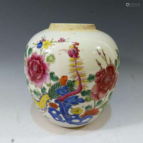 CHINESE FAMILLE ROSE GINGER JAR - 19TH CENTURY