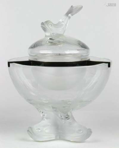 Lalique France Igor covered caviar bowl