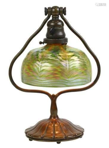 Tiffany Studios patinated bronze desk lamp with a