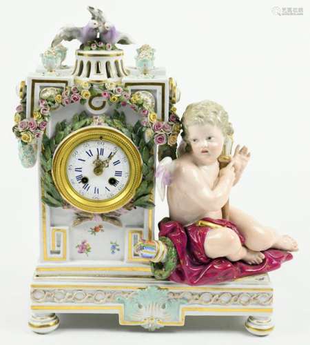 Meissen porcelain figural mantle clock