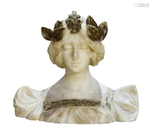 Continental carved marble bust