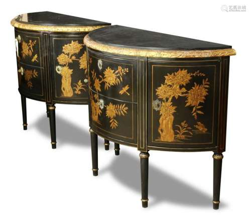 (lot of 2) Louis XV style chinoiserie decorated