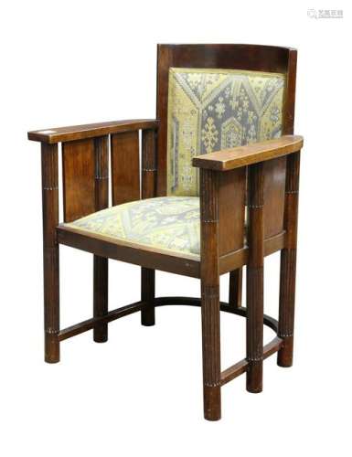 British Arts & Crafts oak tub armchair