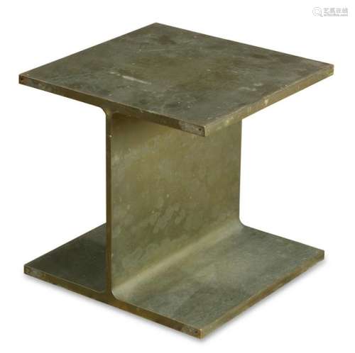 Ward Bennett patinated steel occassional table, Brickel