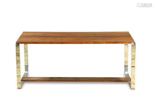 Milo Baughman chrome and rosewood coffee table