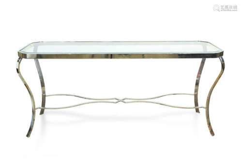 Hollywood Regency Style Chrome Glass Top Buffet
