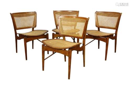 (lot of 4) Finn Juhl for Baker NV51 teak side chairs