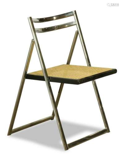 (lot of 8) Modern chrome folding chairs, each having a